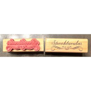 CraftSmart Rubber Mounted Wood Stamp "Spooktacular" 3" x 1"